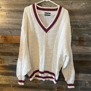 Vintage Isle of Cotton V Neck Cotton Sweater Made in USA